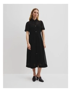 Panelled Detail Midi Dress in Black