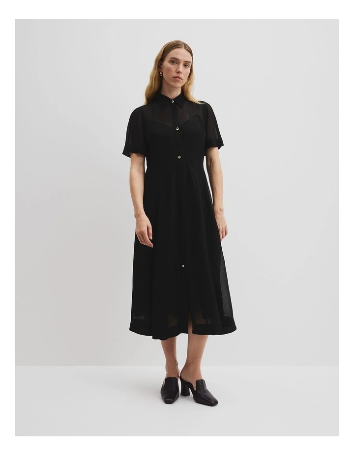 Panelled Detail Midi Dress in Black image 1