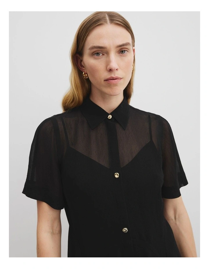 Panelled Detail Midi Dress in Black image 2