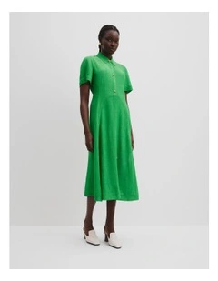 Panelled Detail Midi Dress in Jade Green