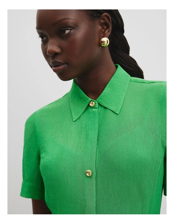 Panelled Detail Midi Dress in Jade Green image 3