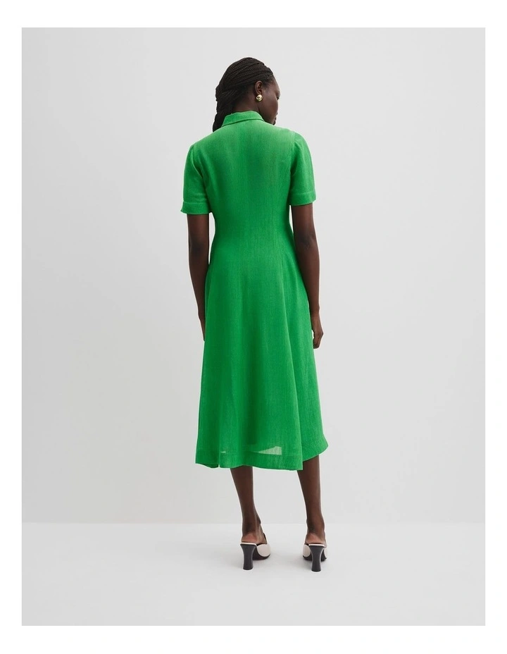 Panelled Detail Midi Dress in Jade Green image 4