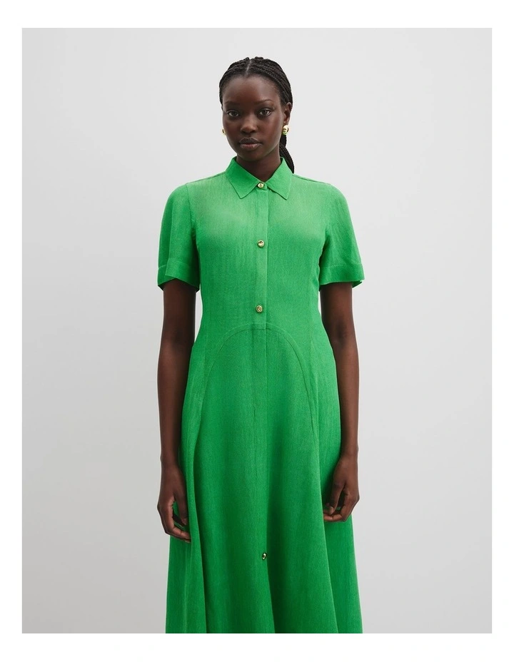Panelled Detail Midi Dress in Jade Green image 5