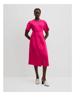 Tuck Detail Shirt Dress in Raspberry