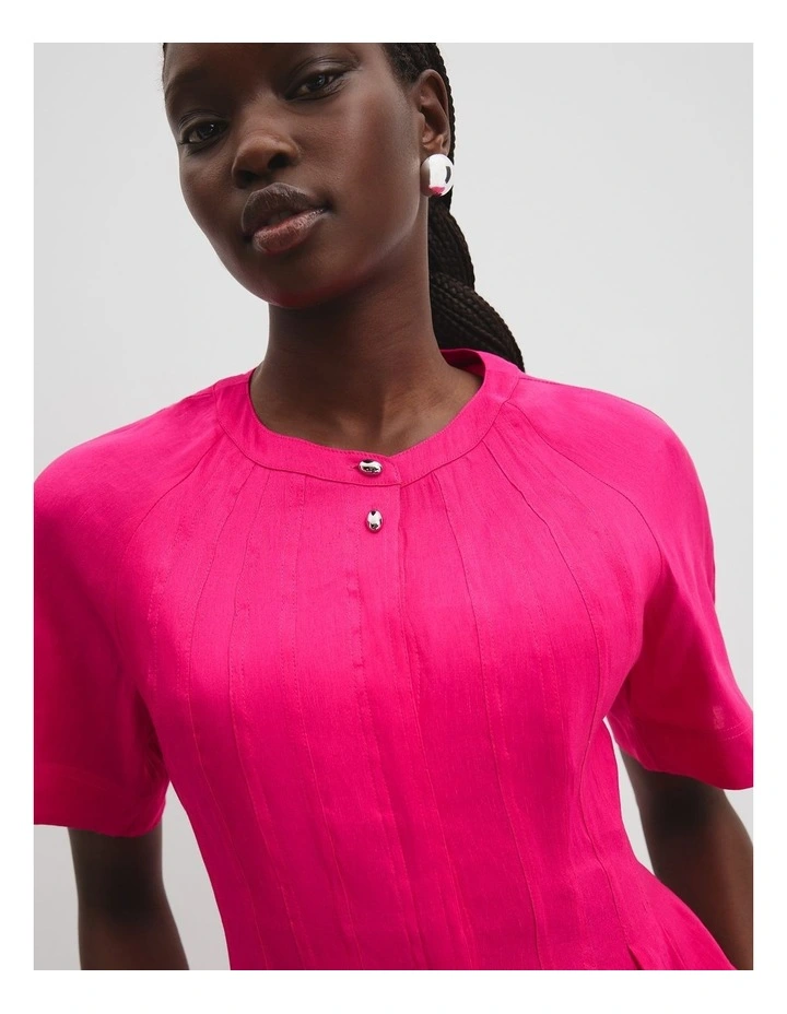 Tuck Detail Shirt Dress in Raspberry image 3