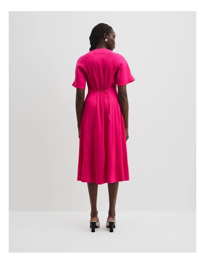 Tuck Detail Shirt Dress in Raspberry image 4
