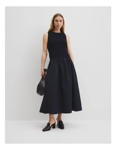 Mix Media Knit Dress in Twilight