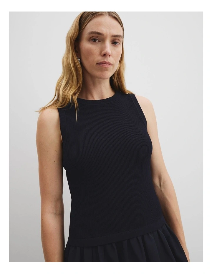 Mix Media Knit Dress in Twilight image 2