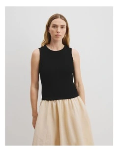 Mix Media Knit Dress in Black Splice