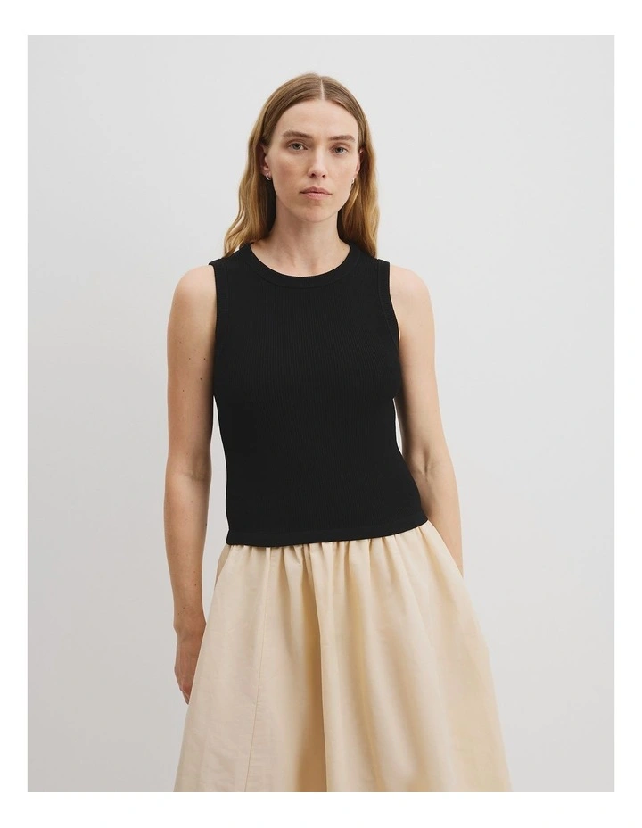 Mix Media Knit Dress in Black Splice image 1
