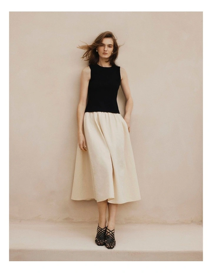 Mix Media Knit Dress in Black Splice image 2