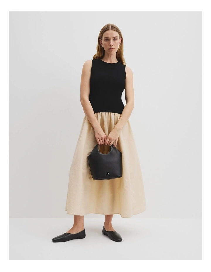 Mix Media Knit Dress in Black Splice image 3