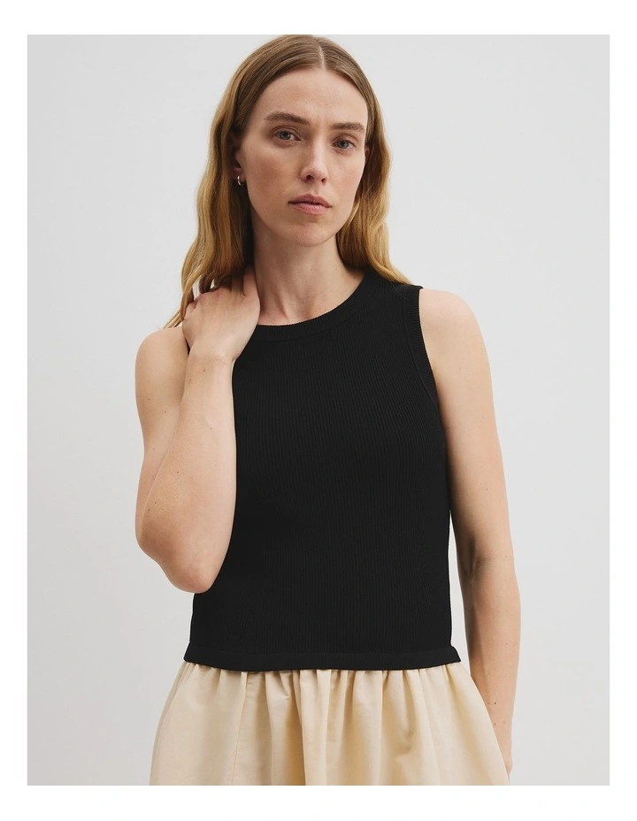 Mix Media Knit Dress in Black Splice image 5