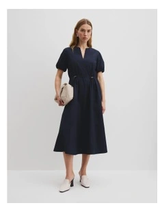 Drawcord Midi Dress in Twilight