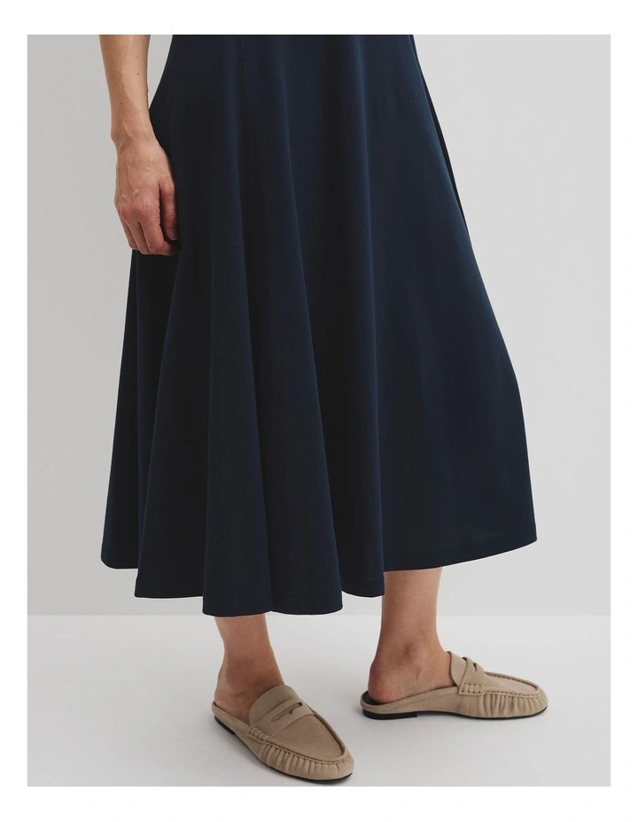 Stitch Detail Midi Dress in Navy image 3