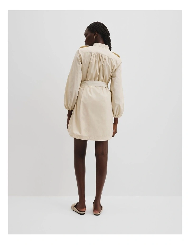 Belted Shirt Dress in Crema image 4