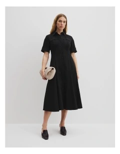 Australian Cotton Lady Like Shirt Dress in Black