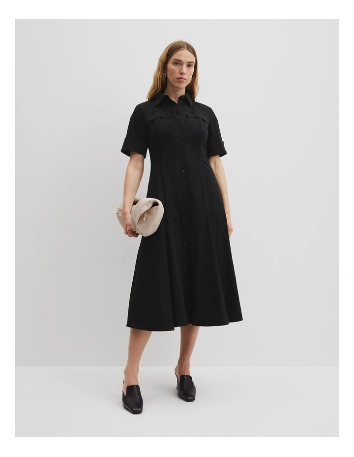 Australian Cotton Lady Like Shirt Dress in Black image 1