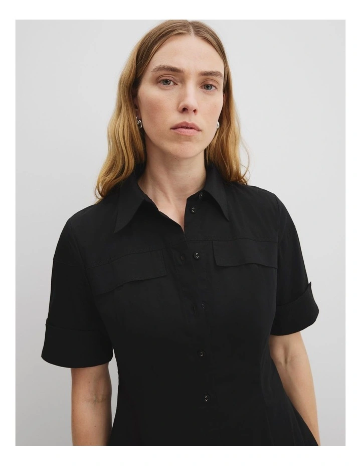 Australian Cotton Lady Like Shirt Dress in Black image 2