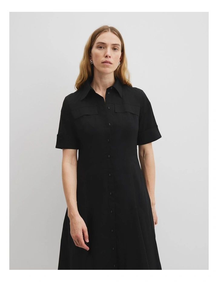 Australian Cotton Lady Like Shirt Dress in Black image 3