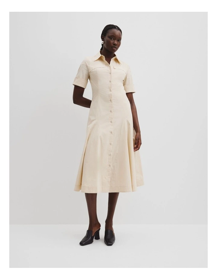 Australian Cotton Lady Like Shirt Dress in Crema image 5