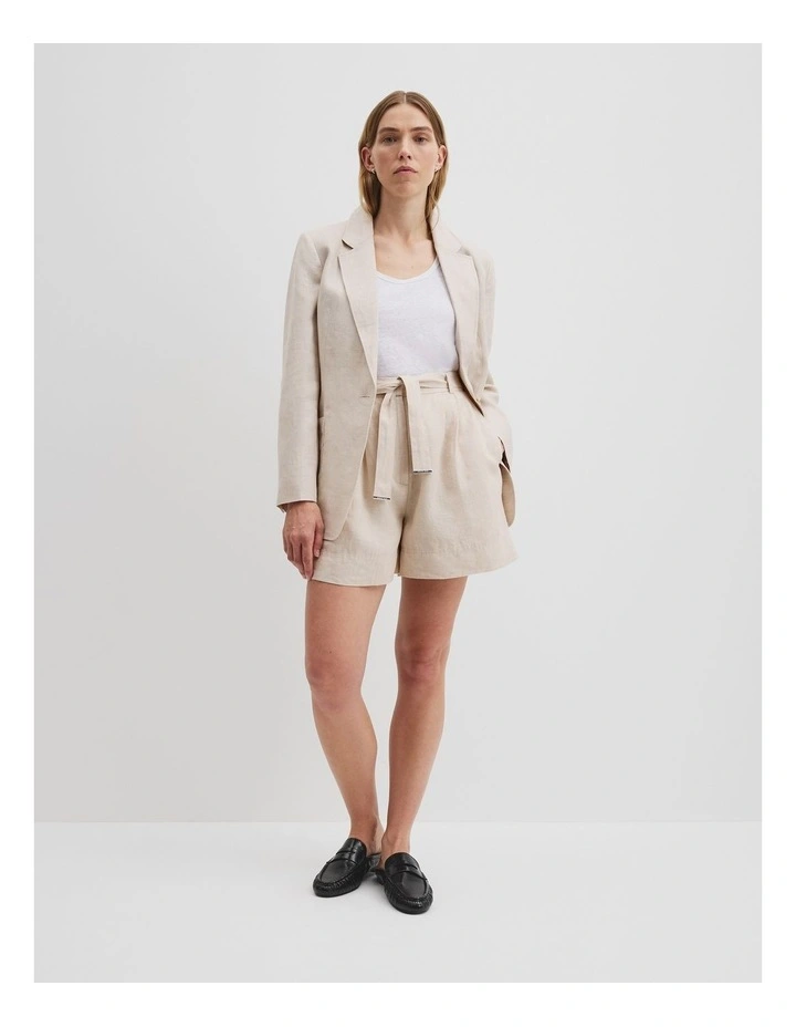 Organically Grown Relaxed Fit Linen Blazer in Sand image 3