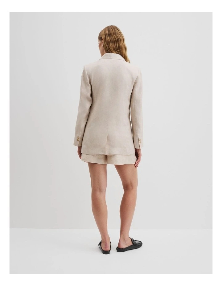 Organically Grown Relaxed Fit Linen Blazer in Sand image 4