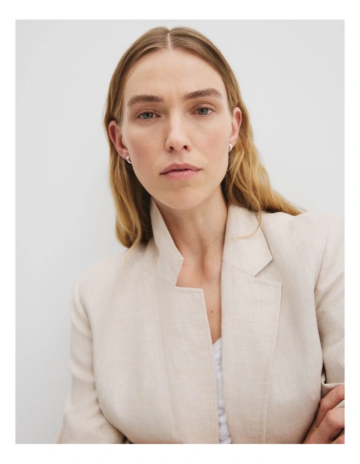 Organically Grown Relaxed Fit Linen Blazer in Sand image 5