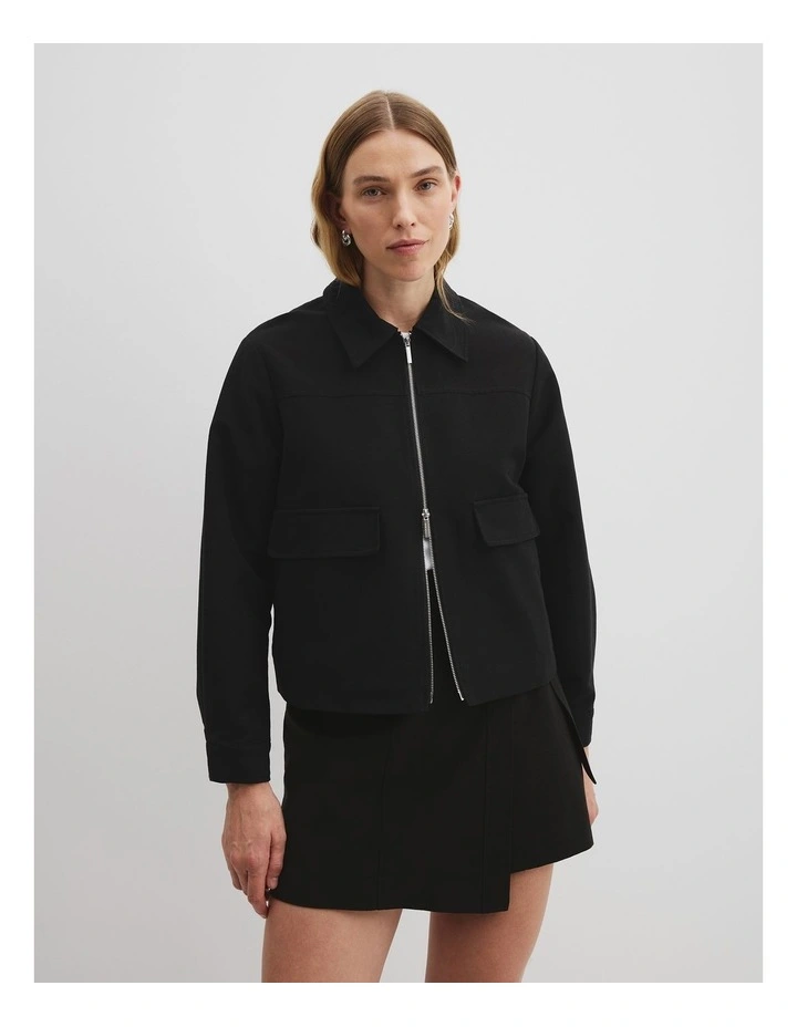 Organically Grown Cotton Zip-through Jacket in Black image 1