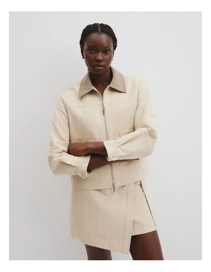 Organically Grown Cotton Zip-through Jacket in Cream image 1