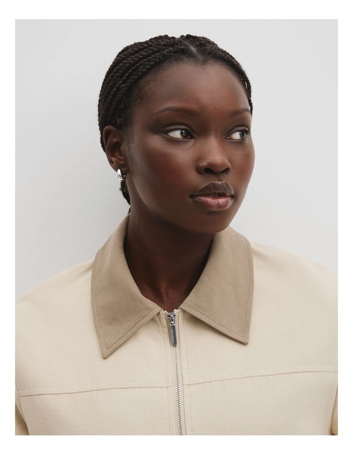 Organically Grown Cotton Zip-through Jacket in Cream image 4