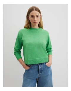 Crew Neck Knit Jumper in Jade Green
