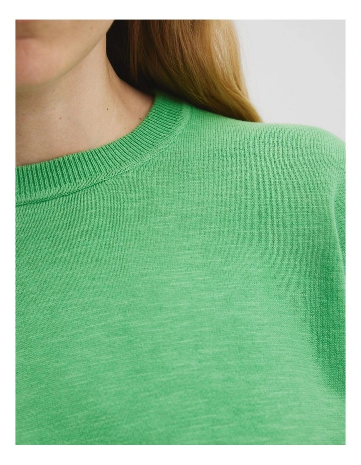 Crew Neck Knit Jumper in Jade Green image 2