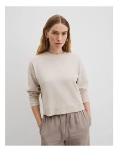 Crew Neck Knit Jumper in Almond Marle