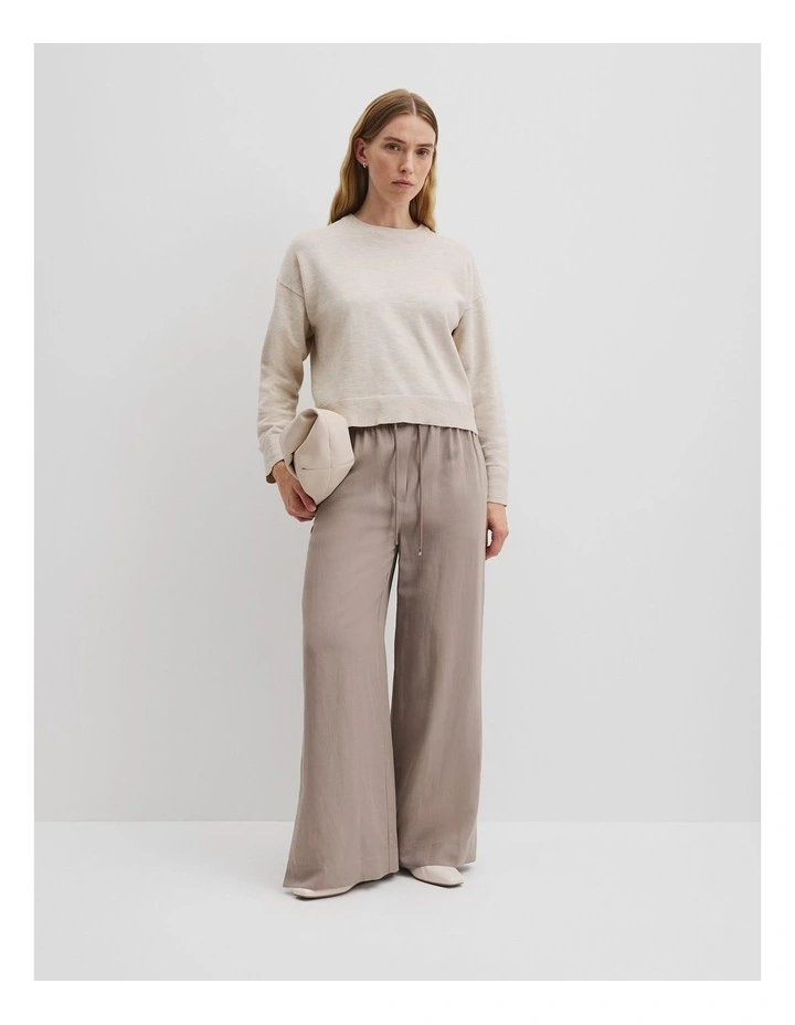 Crew Neck Knit Jumper in Almond Marle image 3