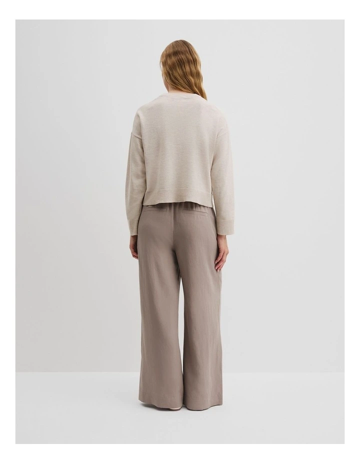 Crew Neck Knit Jumper in Almond Marle image 4