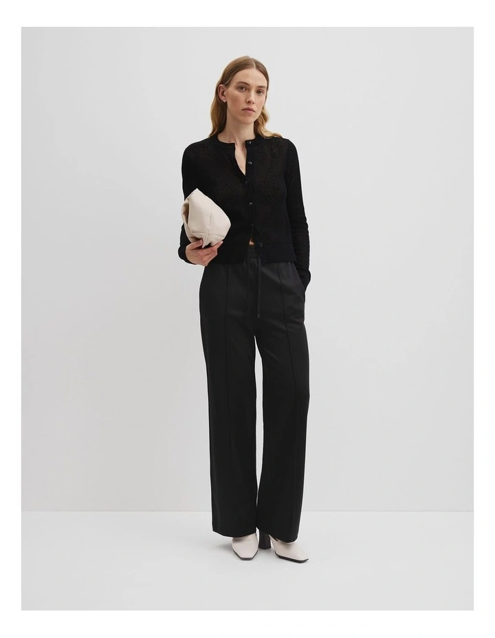 Open Mesh Knit Cardigan in Black image 1
