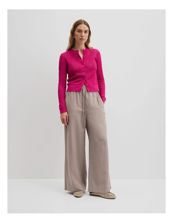Open Mesh Knit Cardigan in Raspberry image 3