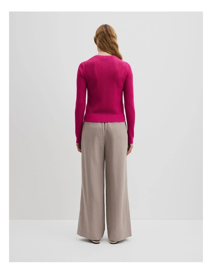 Open Mesh Knit Cardigan in Raspberry image 4