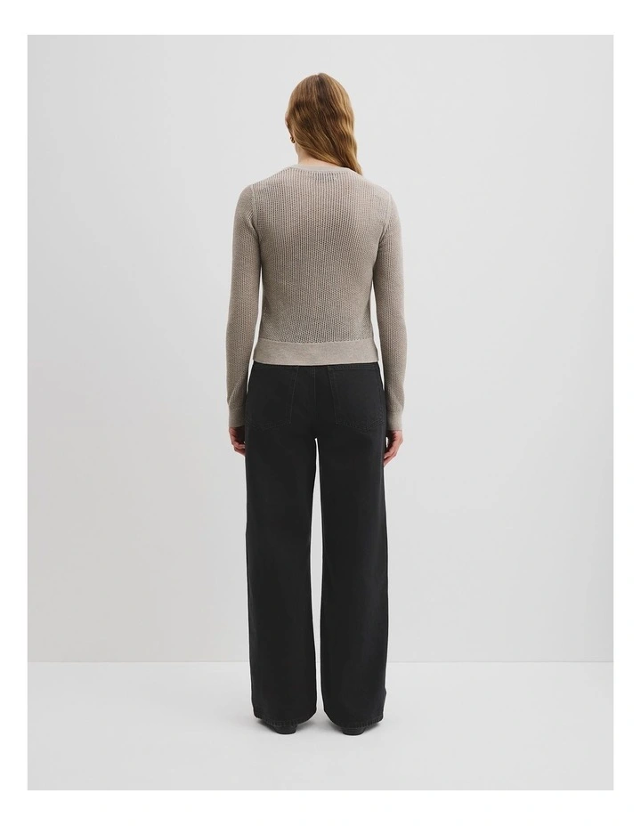 Open Mesh Knit Cardigan in Taupe image 4