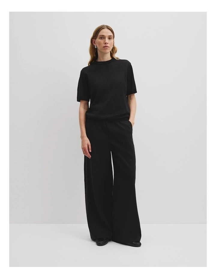 Fine Mesh Knit T-shirt in Black image 3