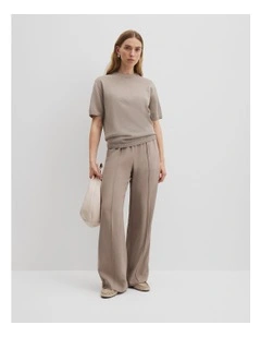 Fine Mesh Knit T-shirt in Taupe