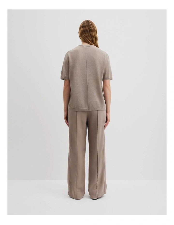 Fine Mesh Knit T-shirt in Taupe image 4
