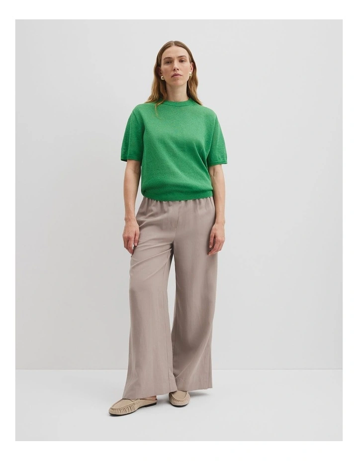 Fine Mesh Knit T-shirt in Jade Green image 3