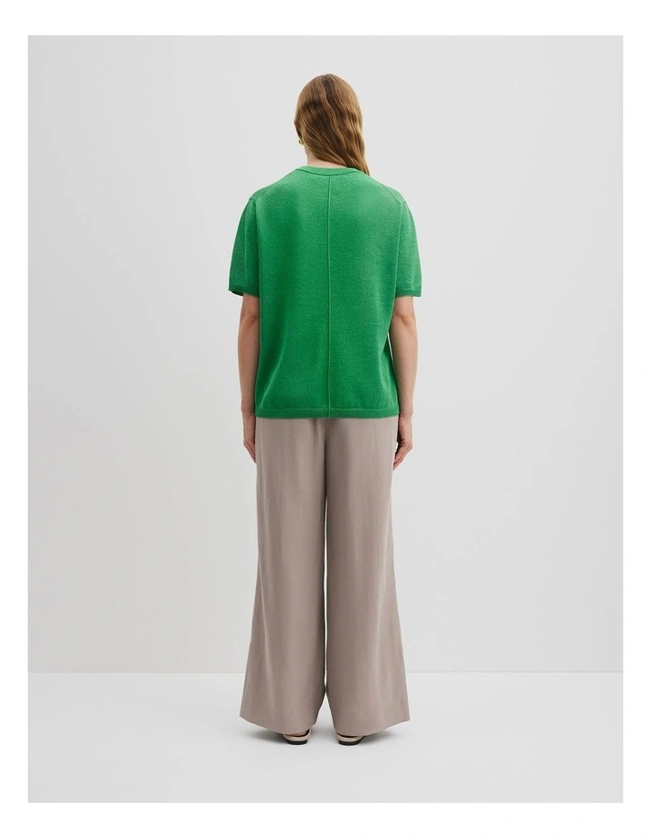 Fine Mesh Knit T-shirt in Jade Green image 4