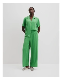 Pull-on Cupro Pant in Jade Green