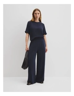 Rib Waist Cupro Pant in Twilight