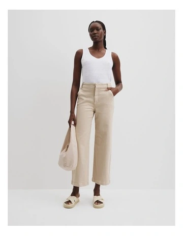 High Rise Wide Jean in Sand