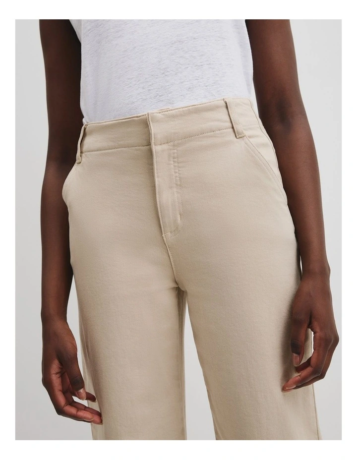 High Rise Wide Jean in Sand image 3