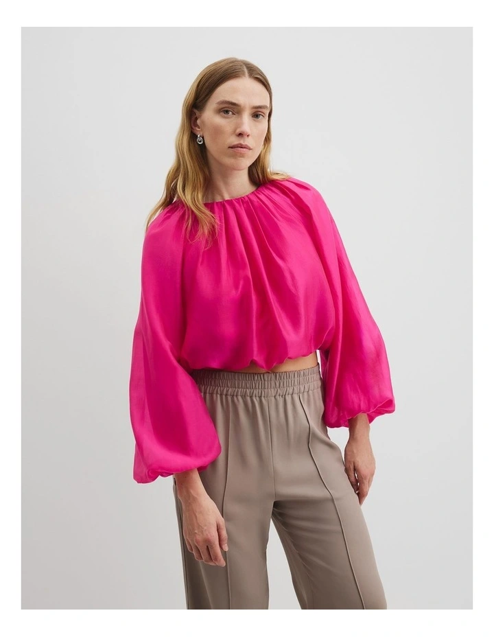 Voluminous Soft Blouse in Raspberry image 1